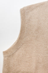 Beige Sleeveless Cardigan The Fleece Milano - details