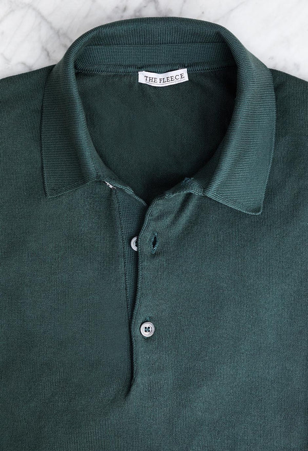 Bottle Green Sartorial Polo Shirt The Fleece Milano detail