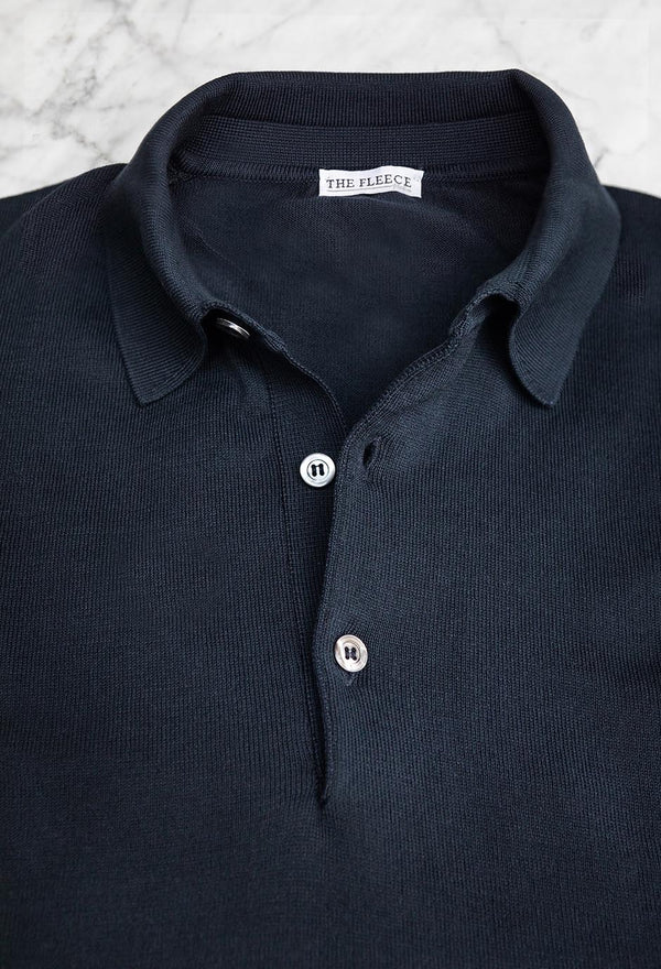 Navy Blue Sartorial Polo Shirt The Fleece Milano detail