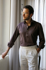 men's brown long sleeve cotton polo shirt the fleece milano