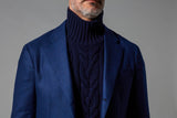 Men's Sustainable cashmere turtleneck sweater navy blue the fleece milano