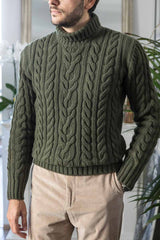Men's Sustainable cashmere turtleneck sweater green the fleece milano